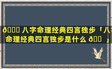 🐈 八字命理经典四言独步「八字命理经典四言独步是什么 🐠 」